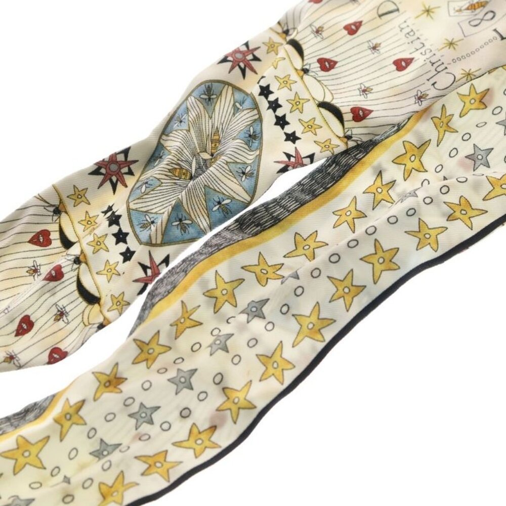 Christian Dior Mitzah Silk Scarf Tarot Card White 76 Mta106 I640 c015 - Picture 5 of 6